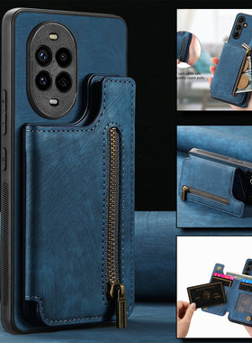 华为Pura70Ultra钱包式适用华为Nova14Pro带卡包400pro手机壳荣耀500Pro支架90Lite保护套零钱拉链Pura80Pro