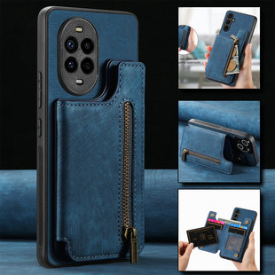 华为Pura70Ultra钱包式适用华为Nova14Pro带卡包400pro手机壳荣耀500Pro支架90Lite保护套零钱拉链Pura80Pro