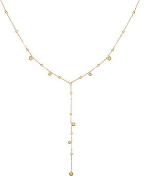 Y形流苏长链金珠钛钢镀18K项链