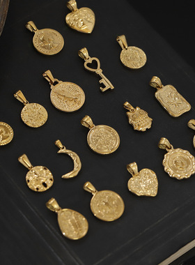 复古吊坠芮苼钛钢镀金女