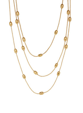 夸张欧美金色椭圆米珠三层叠戴