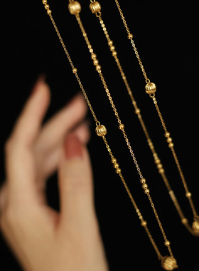 轻奢百搭钛钢镀金灯笼球毛衣链