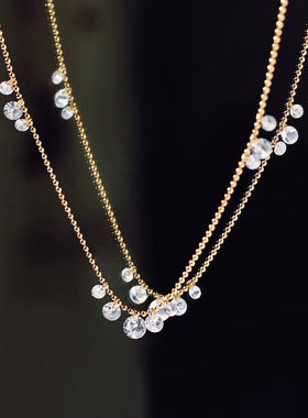 露珠锆石闪钻轻奢小巧项链