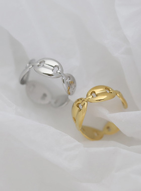 时尚简约开口镂空钛钢戒指