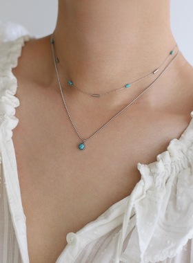 绿松石项链芮苼钛钢串珠帘女