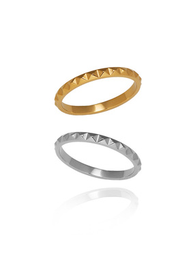 钛钢法式复古齿轮铆钉女士细戒