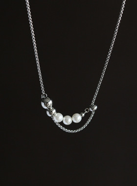 秋冬轻奢2024新款潮锁骨链白珍珠简约项链钛钢不掉色饰品 XL414