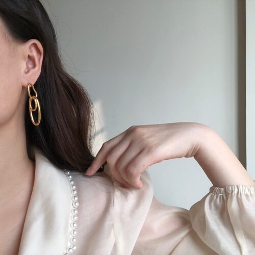 欧美韩风不规则钛钢圆环耳钉