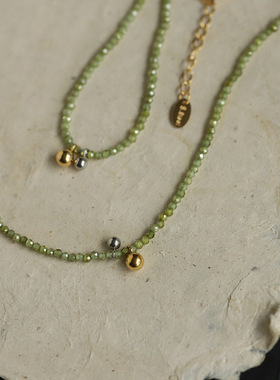 手工串珠项链锆石橄榄绿锁骨链