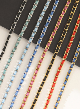 sl111 新年彩绳手链手工穿绳链条红绳首饰小香风叠戴简约钛钢