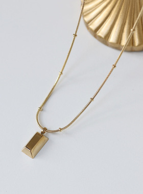 简约项链金砖金块巧克力蛇骨圆珠