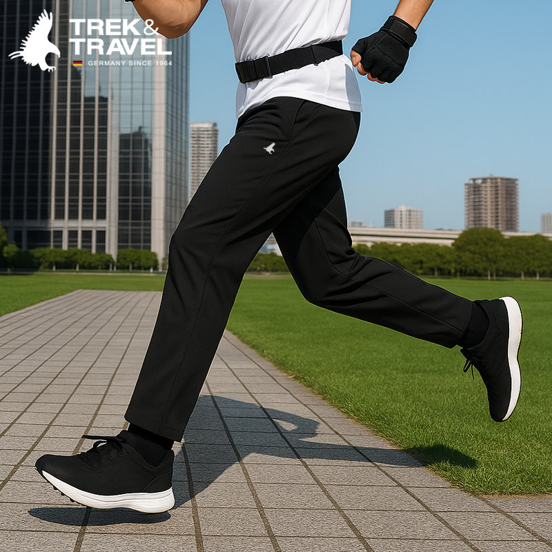 TREKTRAVEL德国飞鹰休闲裤男松紧腰休闲运动速干裤弹力舒适针织裤