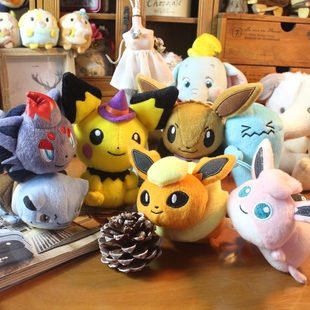 日单神奇宝贝趴趴款伊布 火精灵索罗亚水箭龟 胖丁毛绒公仔 挂件