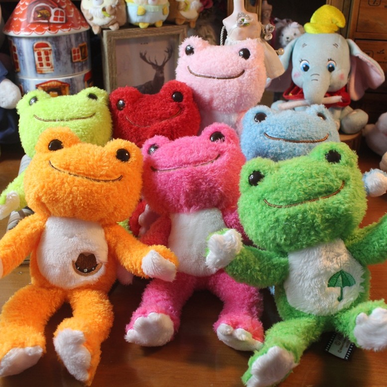 日单正版大嘴蛙pickles the frog遇到麻烦的青蛙多色彩虹之蛙玩偶