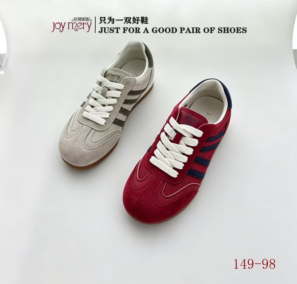 专柜正品娇娅媚妮新款磨砂皮阿甘鞋休闲运动板鞋女鞋红色德训鞋