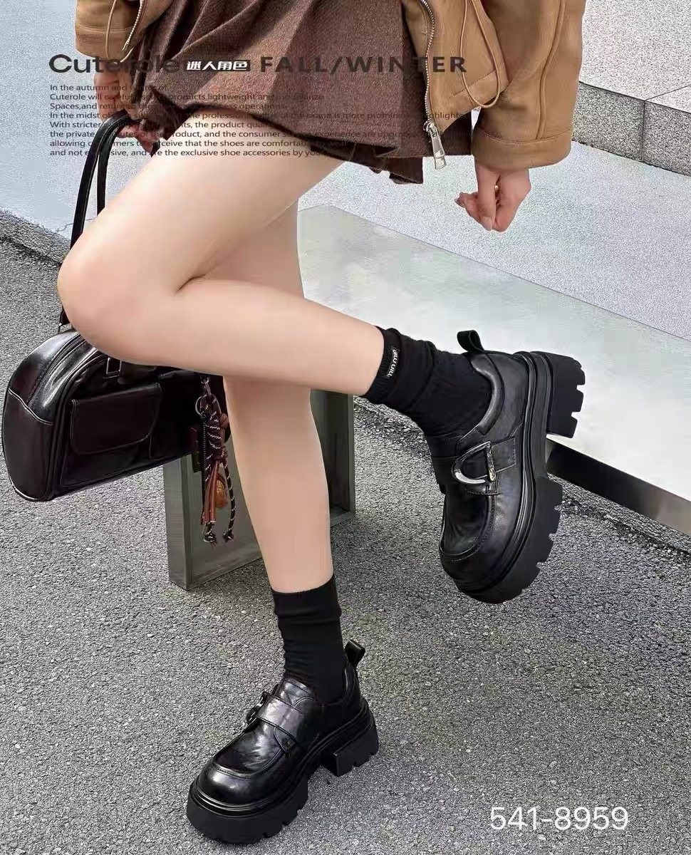 专柜正品迷人角色2025新款商场同款牛皮圆头厚底加绒乐福鞋单鞋,女鞋,乐福鞋（豆豆鞋）,淘宝优惠券,粉丝福利购,淘宝优惠卷