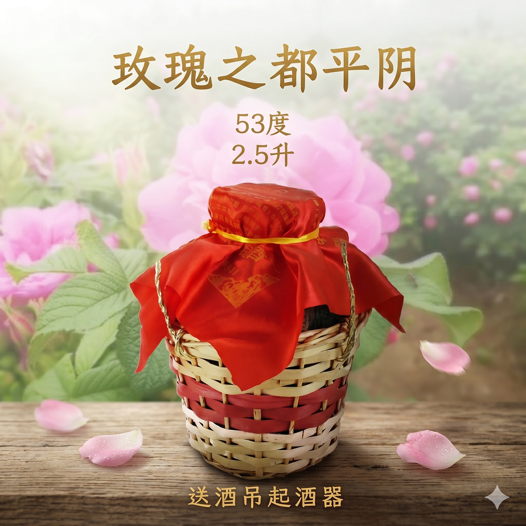 53度山东平阴特产玫瑰酒礼品酒 福利坛子白酒包邮2500ML*2优惠