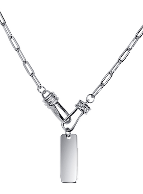 小众设计感高级吊坠刻字银项链