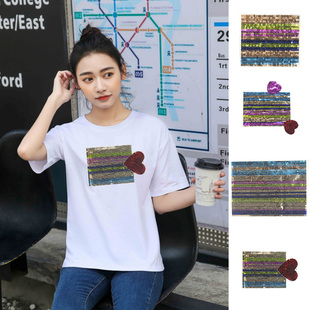 diy彩色亮片方块布贴 装饰衣服书包T恤裤子破洞服装辅料补丁贴