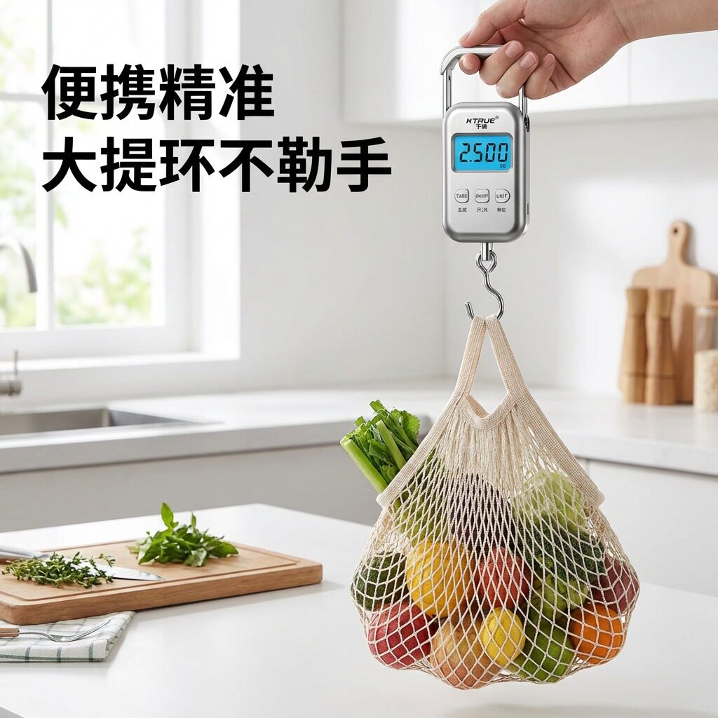 便携式手提电子秤 50KG 高精度家用行李快递专用弹簧秤随身准克秤