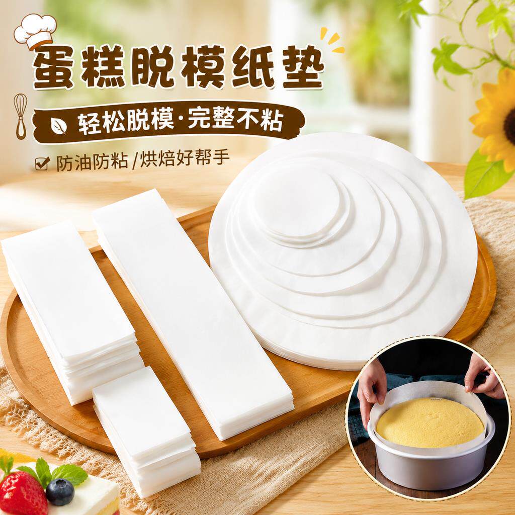 蛋糕脱模纸食品级专用不黏纸烘焙油纸垫巴斯克油纸戚风模具围边纸