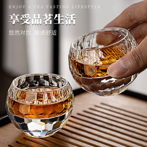 轻奢高档高级感高颜值水晶钻石切割刻面杯茶杯茶具手工轻奢主人杯