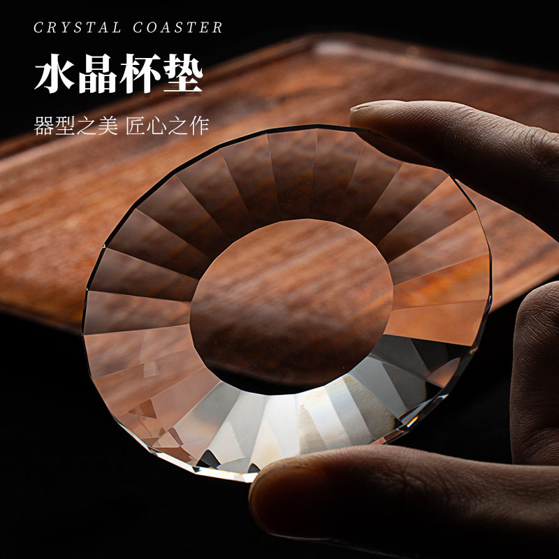 高档水晶玻璃彩色杯垫主人客杯