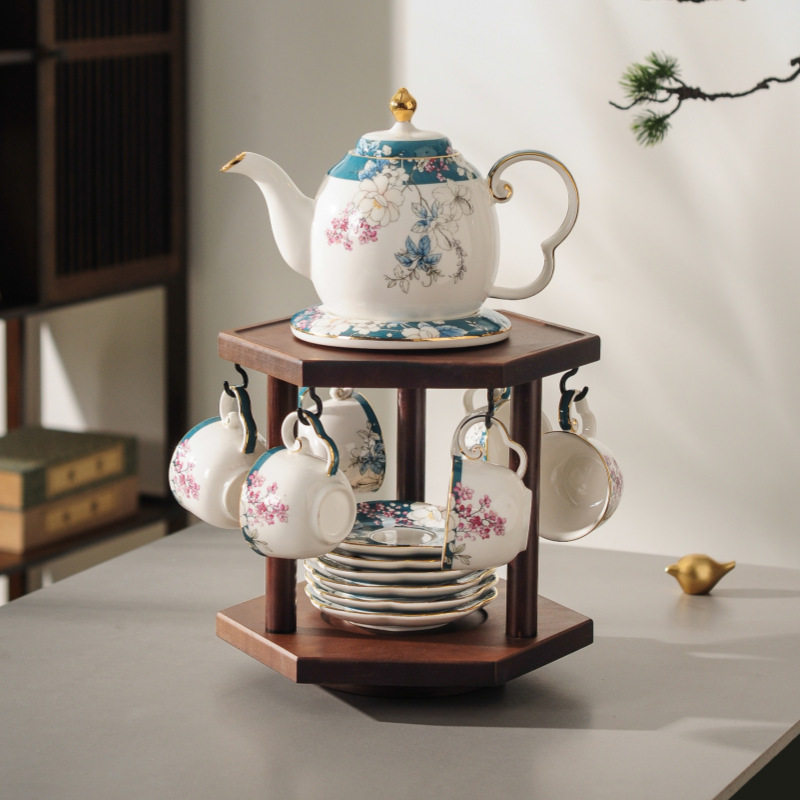 欧式手绘花卉陶瓷茶具套装轻奢