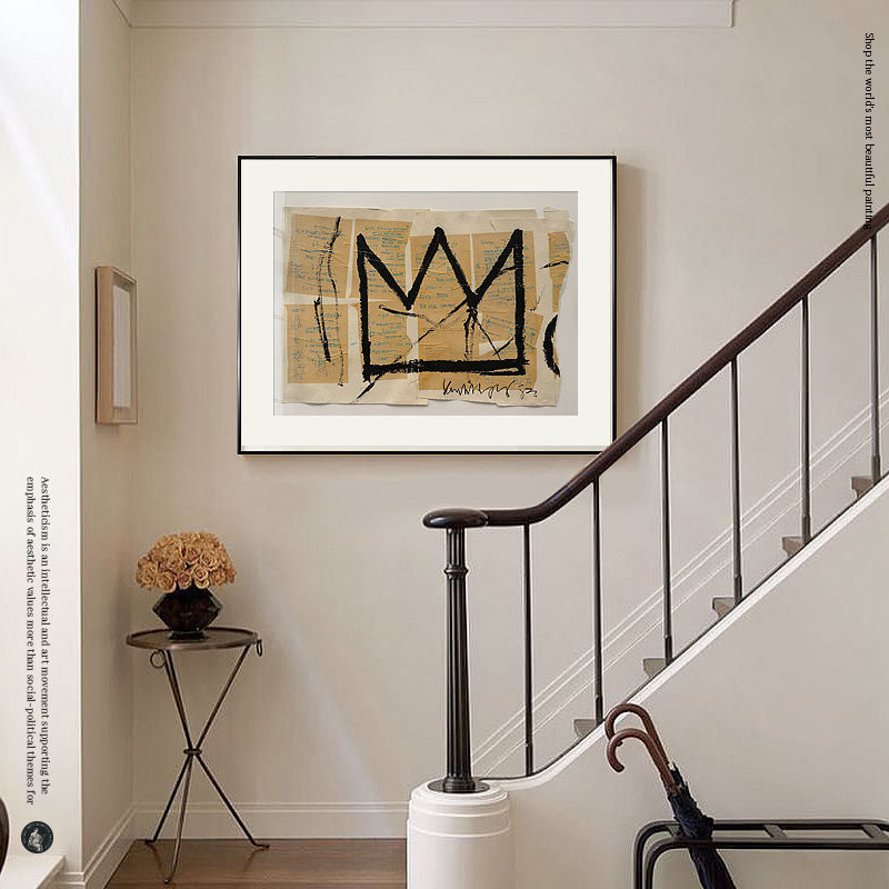 巴斯奎特装饰画街头涂鸦艺术潮牌挂工业风办公室酒吧餐饮装饰画