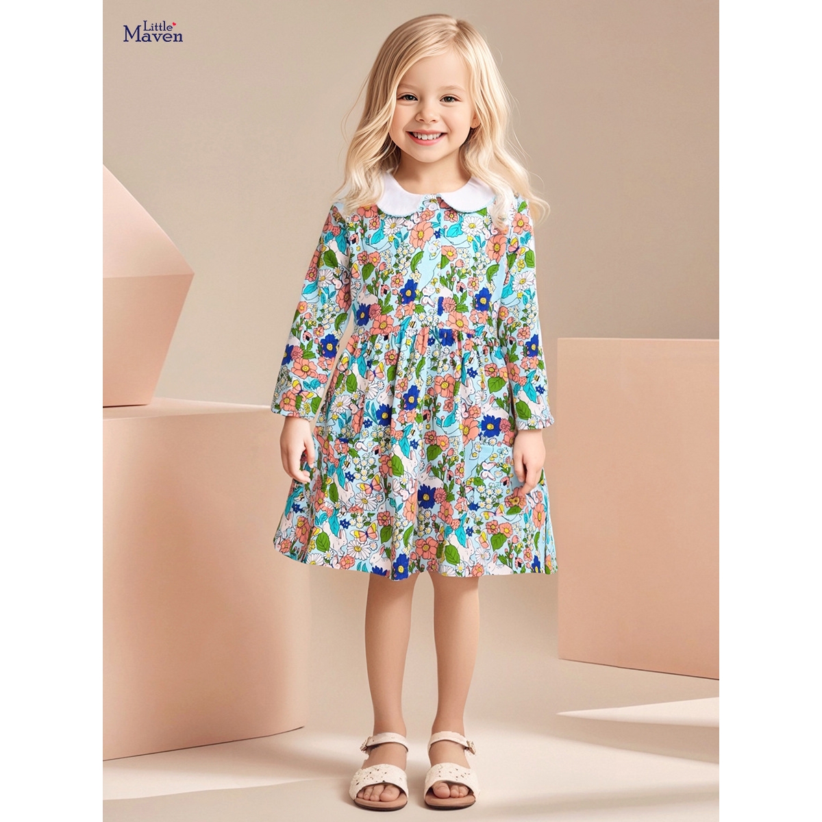 欧美童装厂家 新款女童连衣裙 秋季碎花连衣裙 可爱儿童裙子