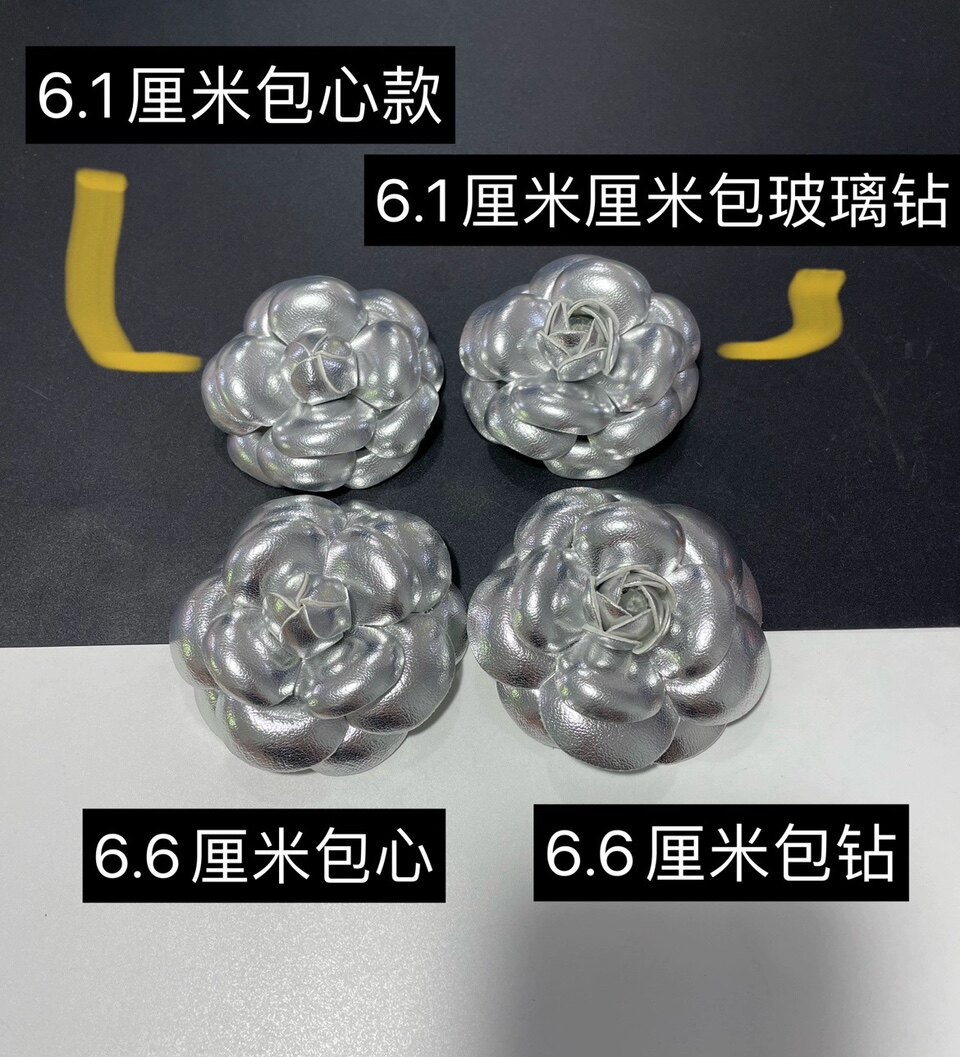 新款多款式高端银色羊纹面料花朵山茶花小香花饰品胸花头夹加胸针