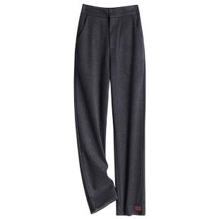 加大码毛呢九分阔腿裤女秋冬季宽松高腰显瘦休闲直筒裤八分裤靴裤