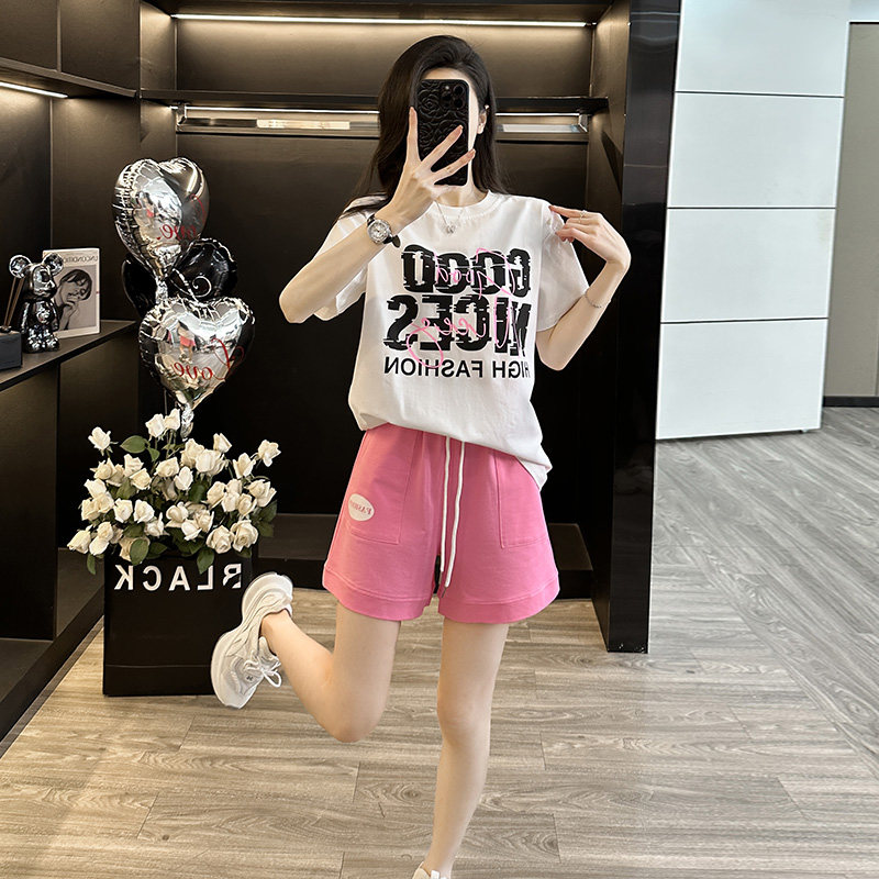休闲短袖t恤运动套装女夏季新款时尚洋气减龄宽松显瘦短裤两件套