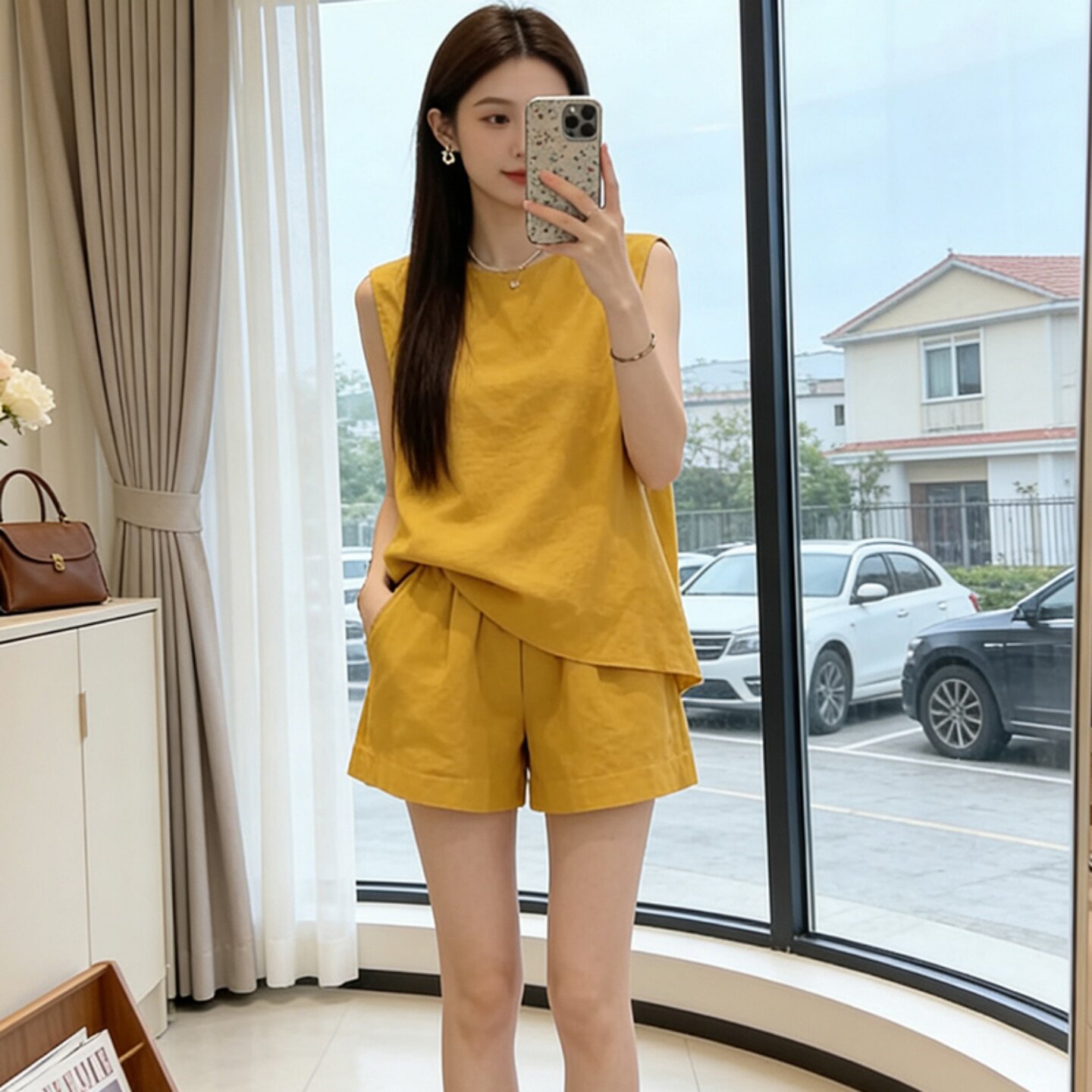 无袖背心运动套装女夏季薄款气质减龄小个子休闲宽松短裤两件套潮