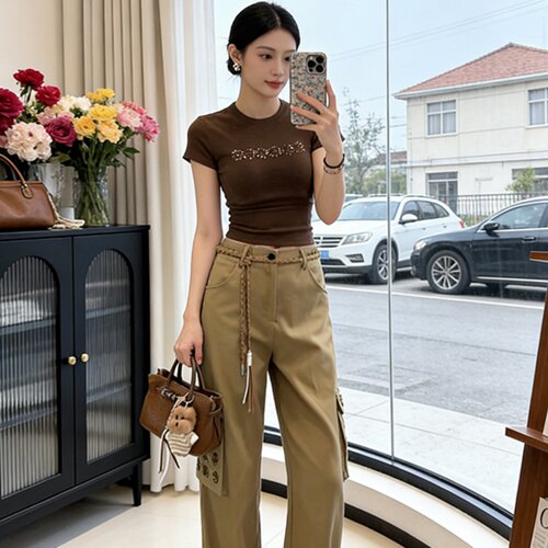 休闲风紧身短袖T恤女半袖衫上衣