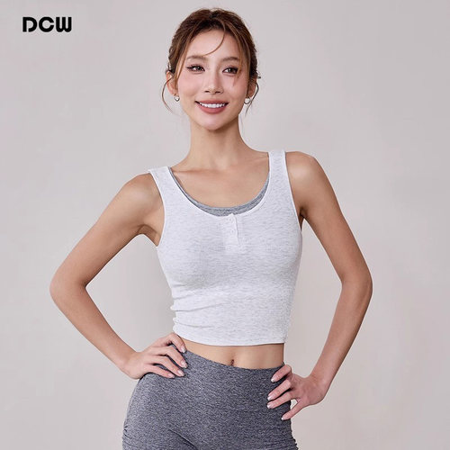 dcw假两件胸垫可拆修身运动背心