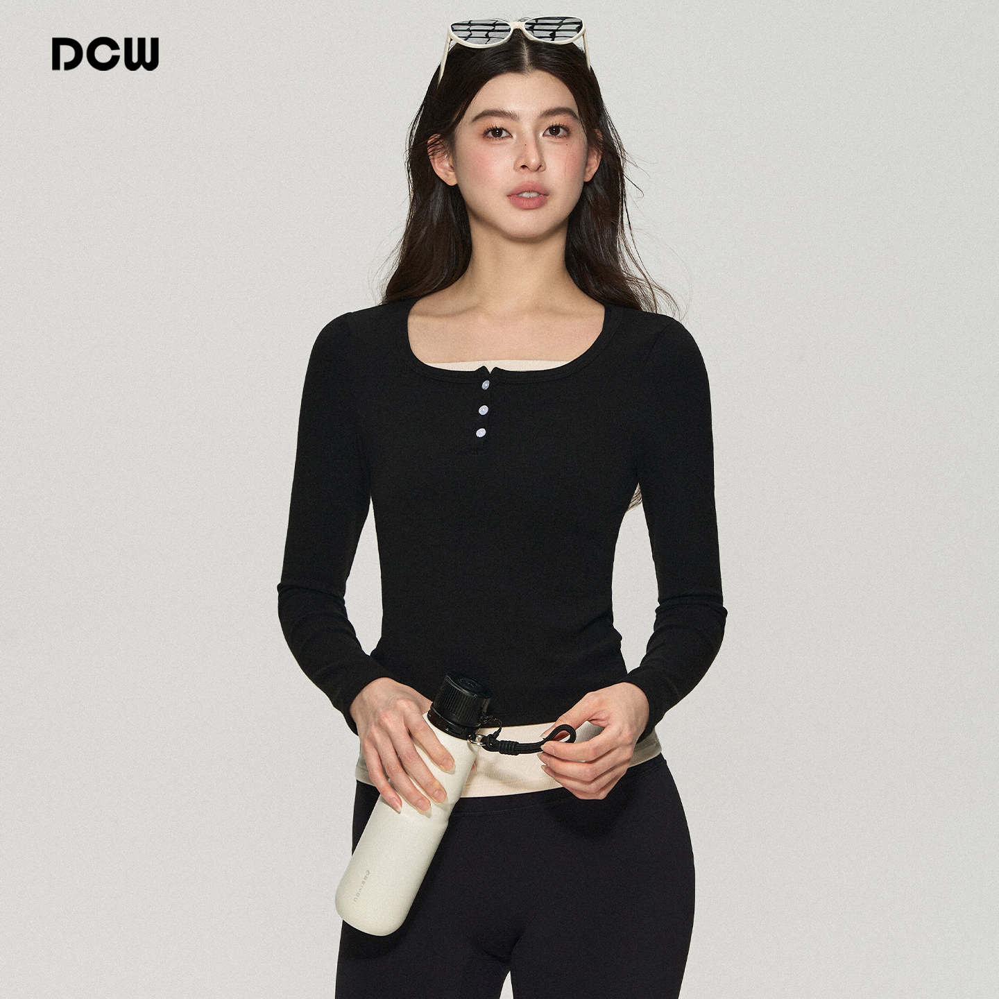 dcw修身显瘦外穿运动长袖上衣女