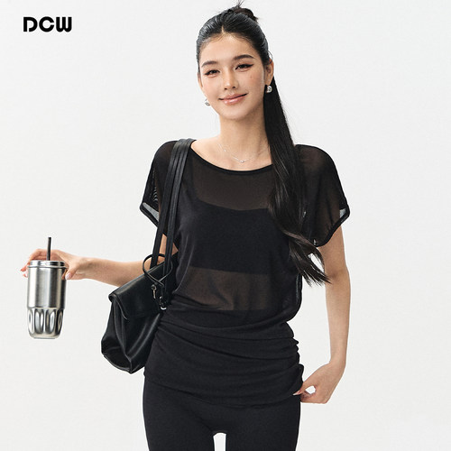 dcw网纱透气轻薄健身运动短袖女