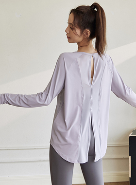 dcw高颜值健身服运动T恤女训练跑步罩衫普拉提瑜伽上衣长袖网衫秋