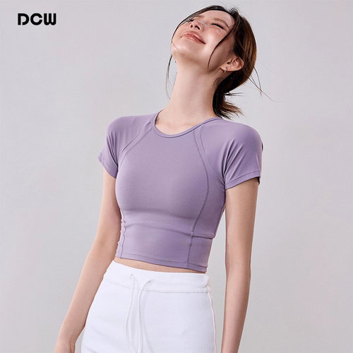 dcw紧身显瘦短款户外瑜伽服短袖