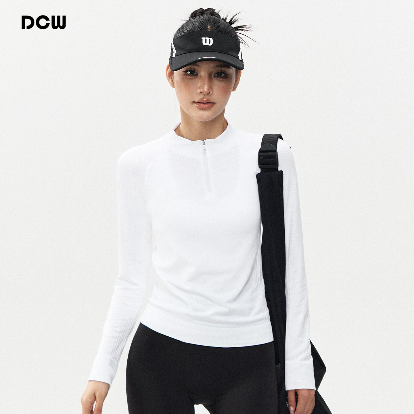 DCW半拉链运动上衣女修身显瘦普拉提瑜伽服长袖跑步训练健身衣t恤,运动服/休闲服装,健身衣,淘宝优惠券,粉丝福利购,淘宝优惠卷