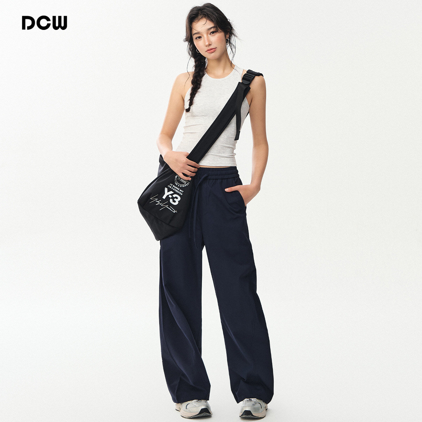 DCW休闲运动长裤女宽松显瘦高腰户外健身跑步训练瑜伽直筒阔腿裤