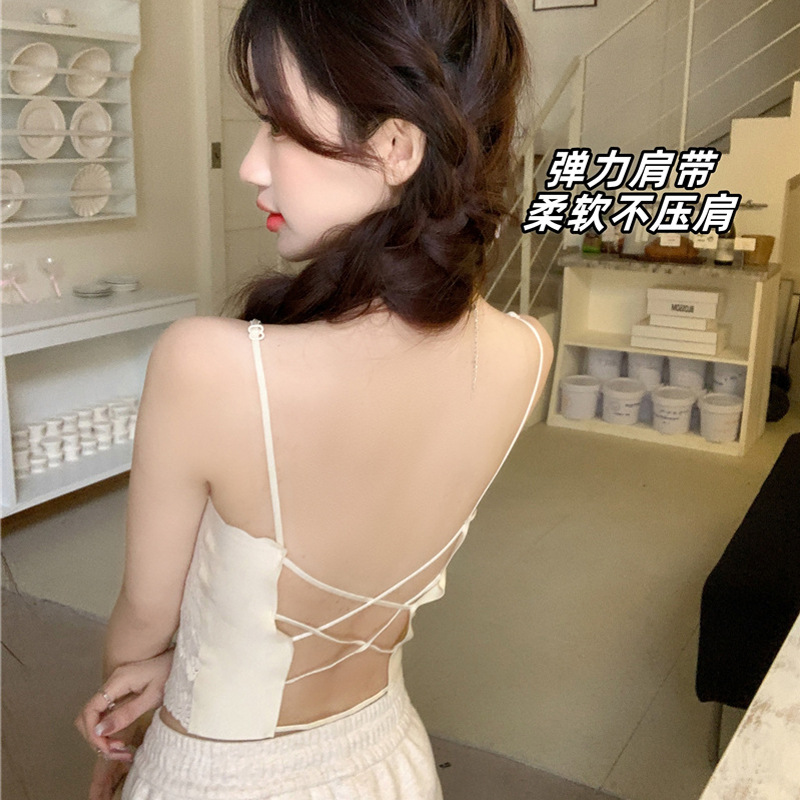 春夏女美背吊背心带胸垫内搭外穿冰丝抹胸内衣修身打底裹胸