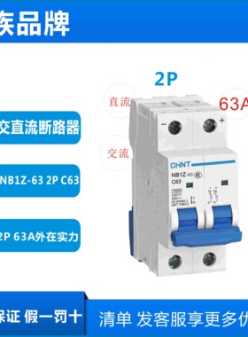 正泰交流直流断路器NB1Z-63 2P 6 20 25 3263A正负极C63A空气开关