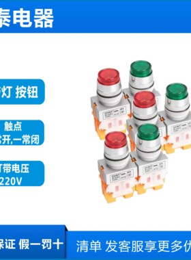 正泰带灯按钮开关NP4-11DN自复式220V红绿色带灯自锁自复 高按钮