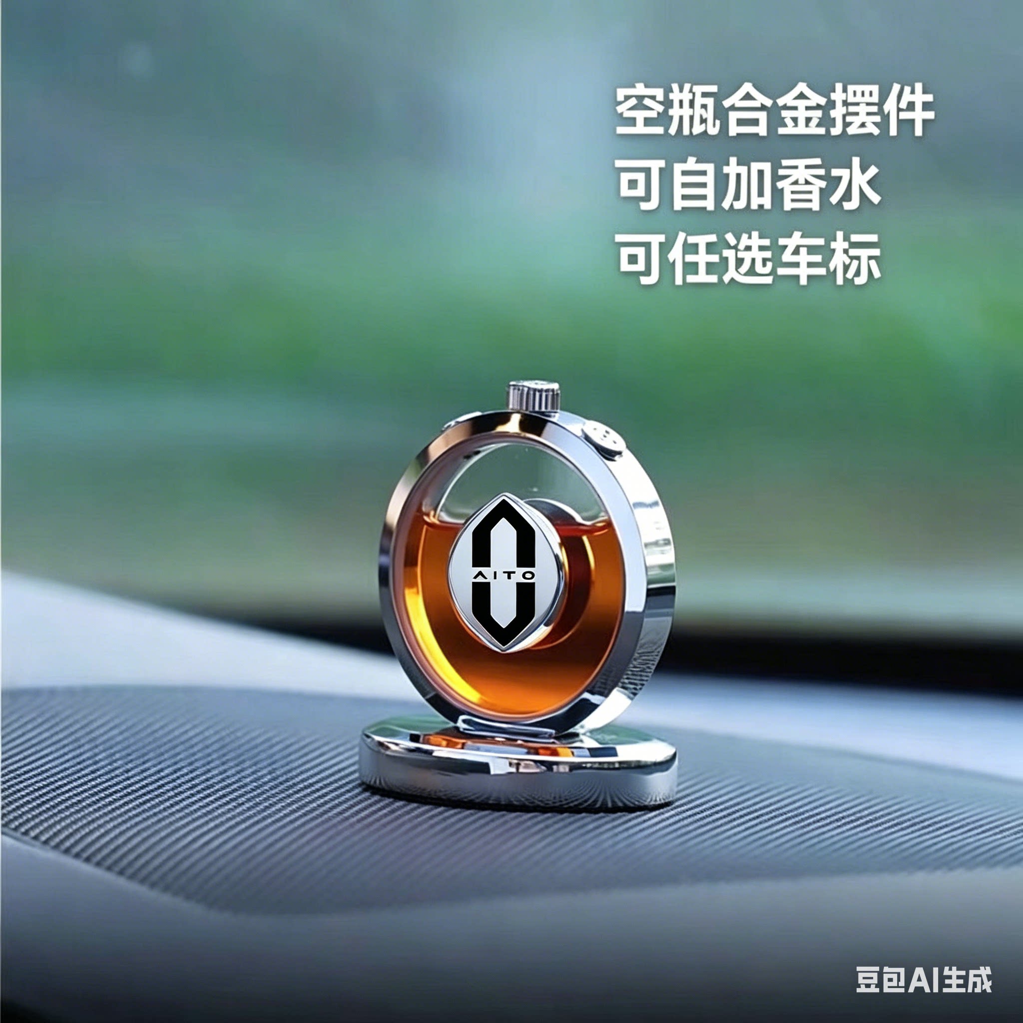 新能源汽车车载香水空瓶可自加摆件高档中控台车标香薰内饰品香氛