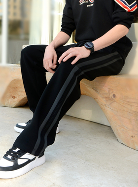 气场强大高级感男装设计师轻奢黑色休闲裤男款长裤直筒裤秋季爆款