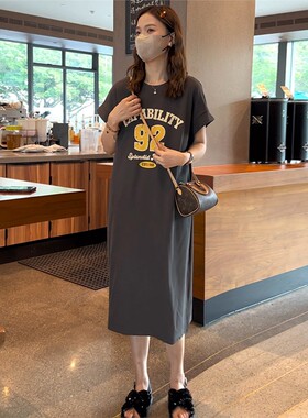 2026夏季新款宽松慵懒风遮肚小个子懒人休闲中长版T恤直筒洋装