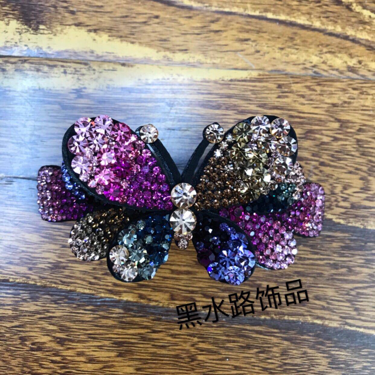 新款双蝴蝶弹簧夹钢夹顶夹八公分盘发苞发披发丸子夹精美头饰品