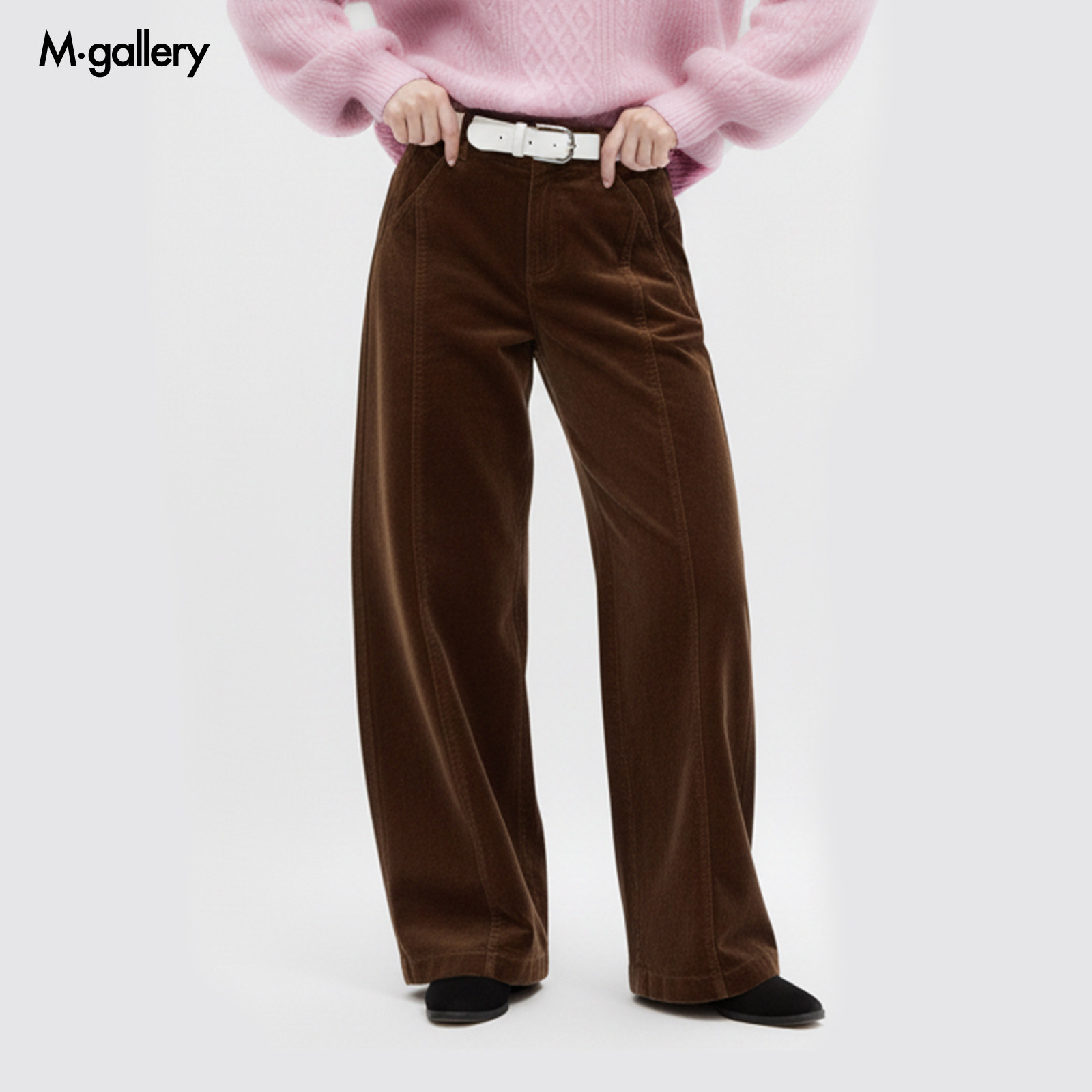 Mgallery灯芯绒弯刀裤内里加绒厚实保暖休闲长裤25AWK0015图片